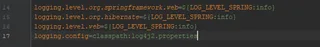 Configuración en el application.properties para el log