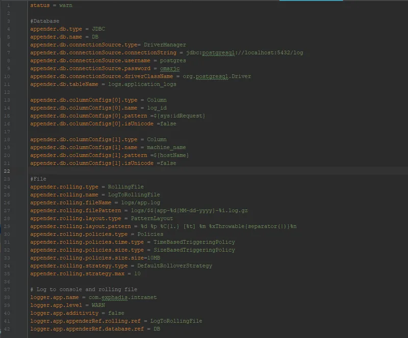 Configuración del log en log4j2.properties