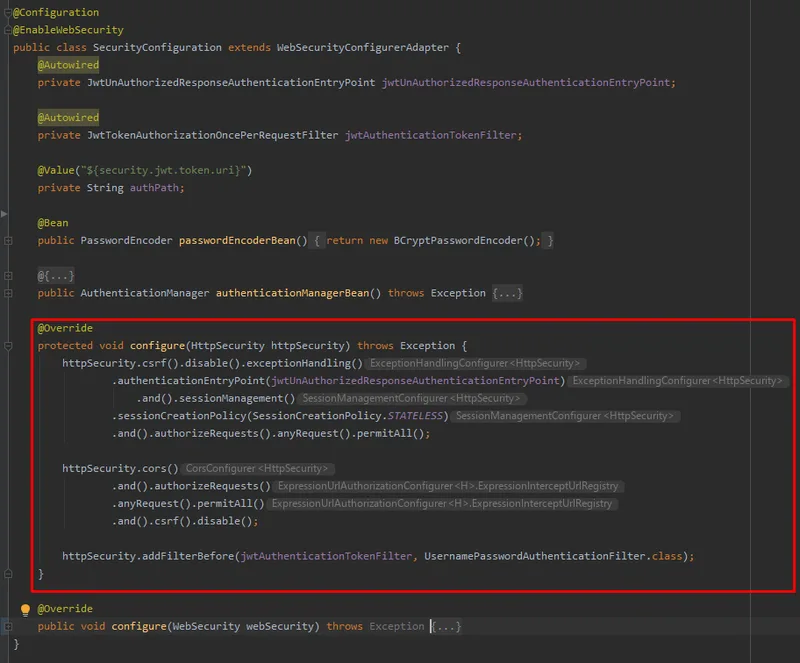 Clase SecurityConfiguration