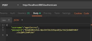 Solicitud al Authenticate endpoint