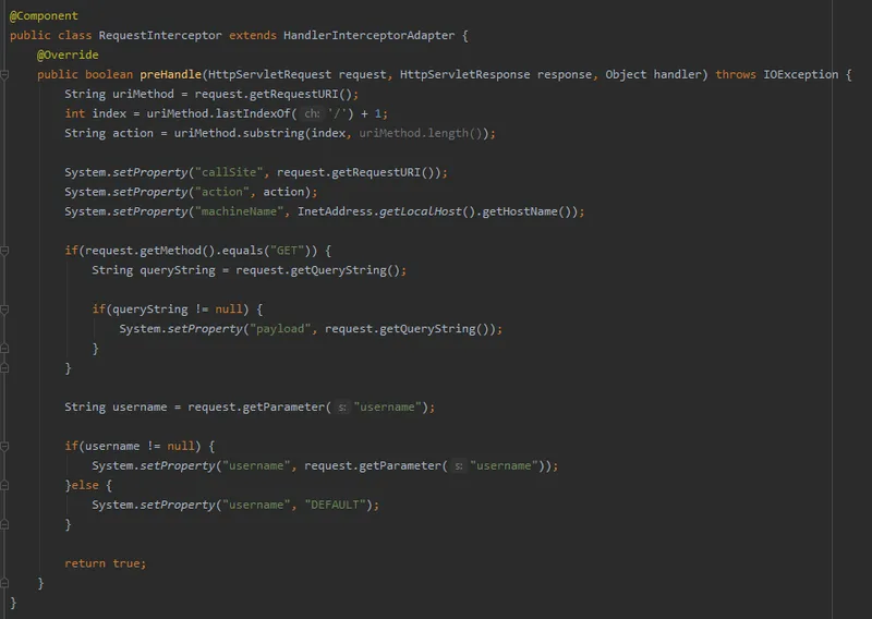 Implementación del override del preHandle