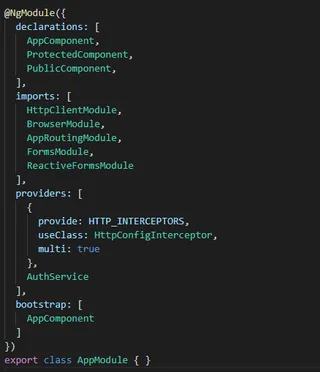 Configuración en AppModule