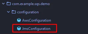 Clase de configuración del JMS
