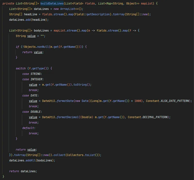Generamos un listado de array de string que es la información que ira en nuestro excel