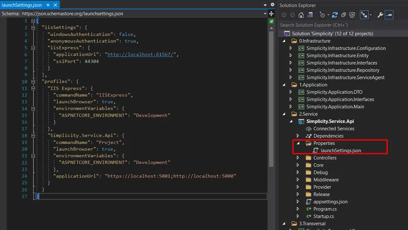 Archivo launchSetting.json