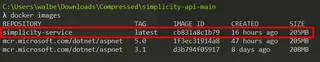 Listado de imágenes de docker
