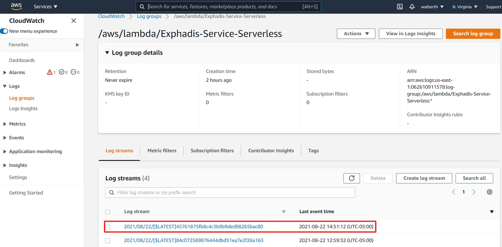 Cloudwatch logs