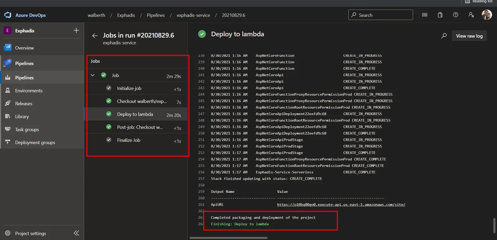 Despliegue en lambda desde azure devops