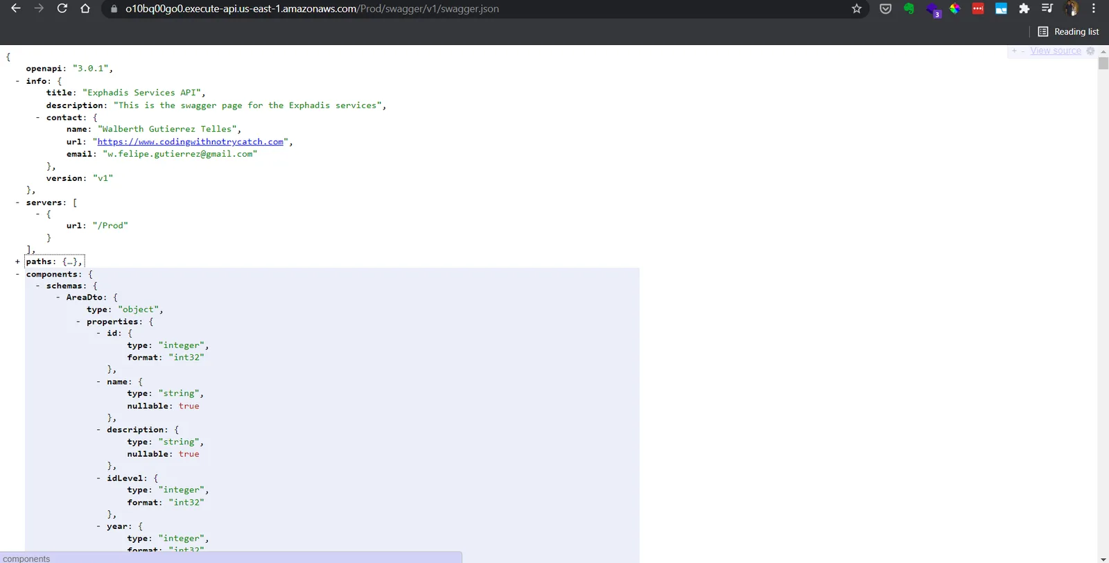 Consumo del api