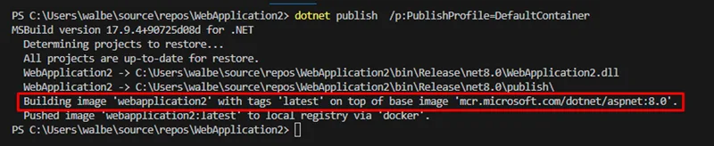 Resultado dotnet publish
