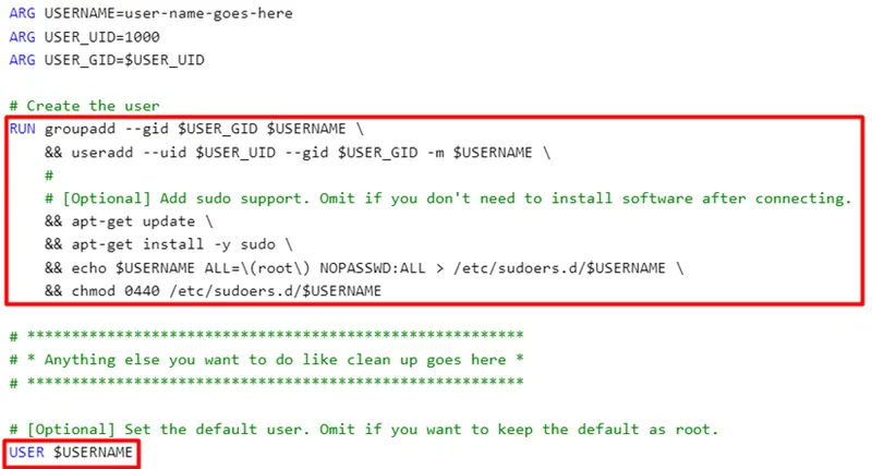 Se genera un usuario especifico para nuestro docker