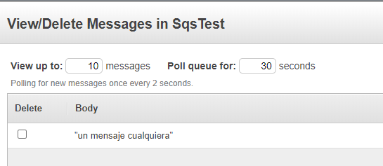 Mensaje en SQS